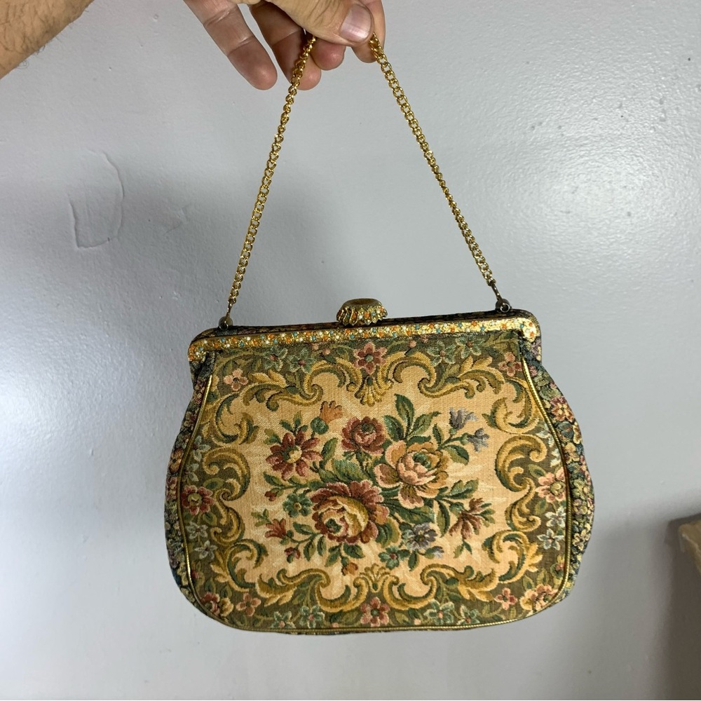 Antique french tapestry bag